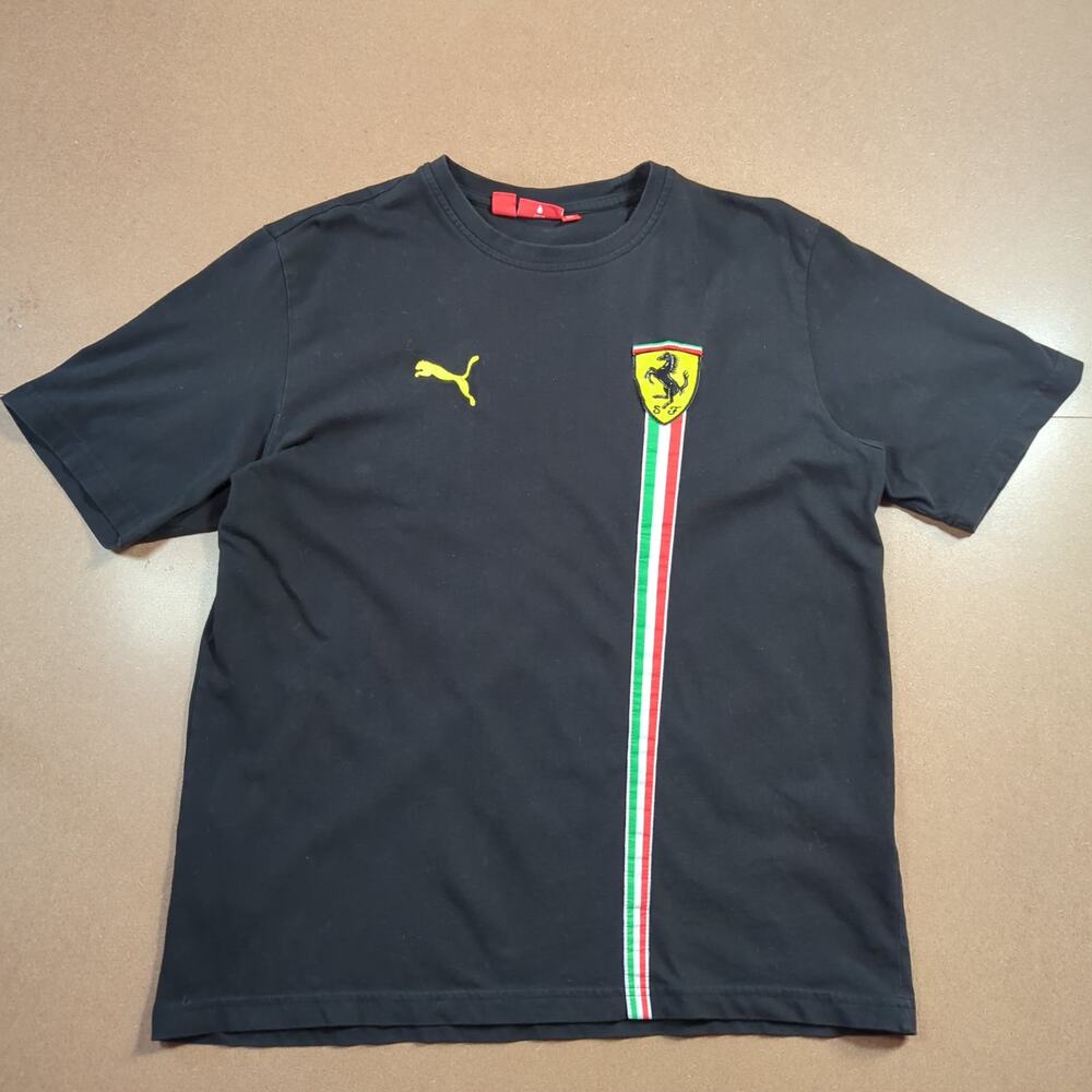 Puma Ferrari Scuderia Racing Tee Black Italian Stripe Men's L Motorsport